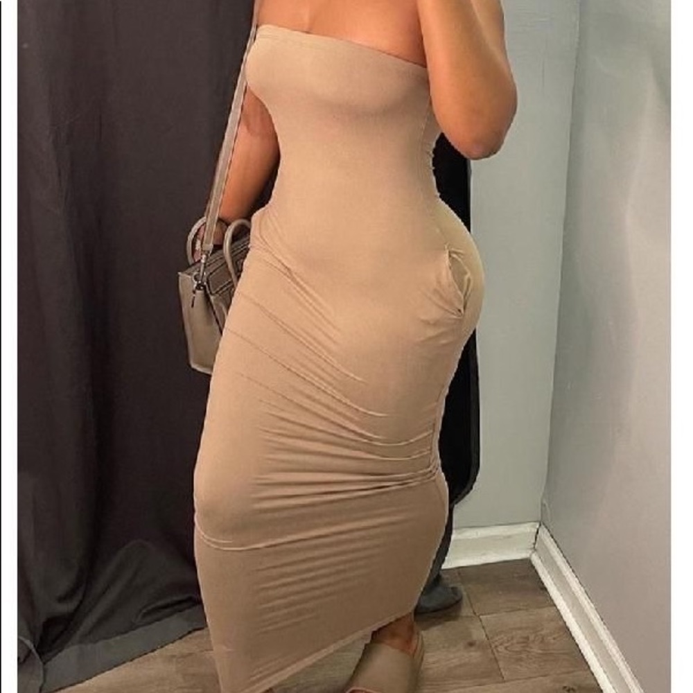 Tan maxi tube dress